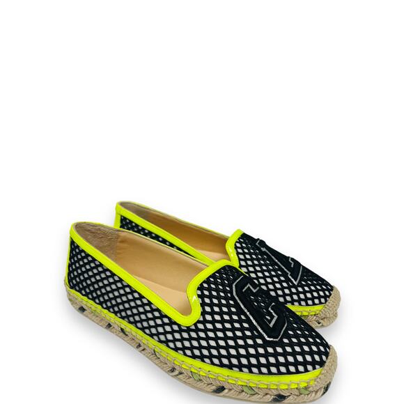 CHRISTIAN LOUBOUTIN Black White Neon Yellow Ivy Espapop Flats Espadrilles 36 - Picture 2 of 9